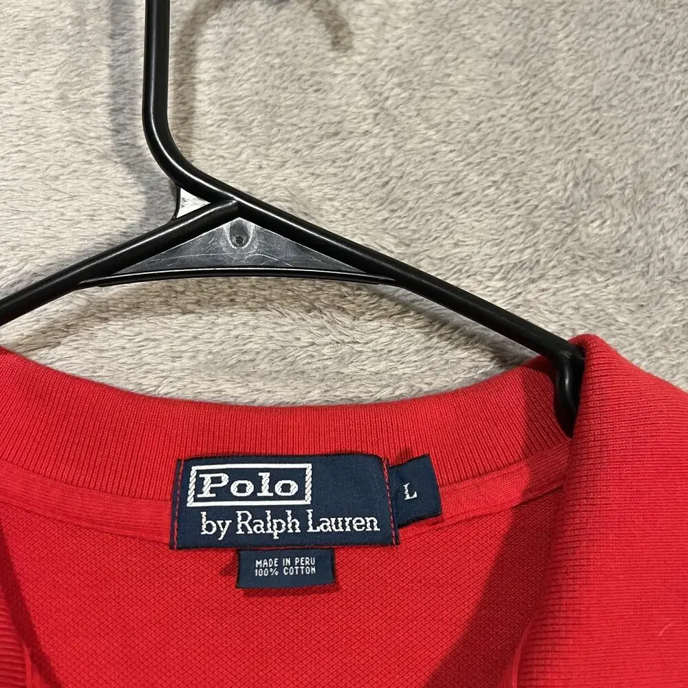Polo Ralph Lauren Polo Shirt Mens Large Red Crest Logo Short Sleeve Embroidered